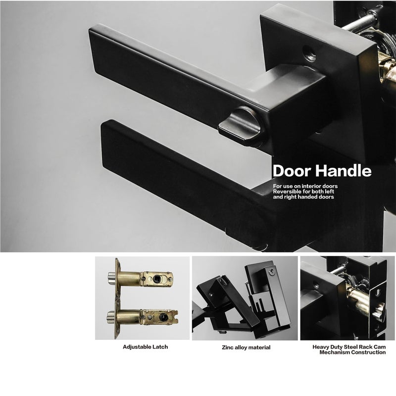 Cielsa Dawn Exterior Door Lock Set with Deadbolt, Front Door Handle Set with Deadbolt, Door Levers Single Cylinder Deadbolt Set, Keyed Alike Heavy Duty Keyed Entry Handles Locksets,(Matte Black,4Pack) - Image 4